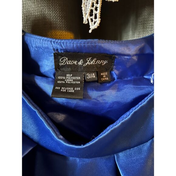 Dave & Johnny 2 pc formal dress- white / Royal blue skirt w/POCKETS -sz 3/4 - Picture 5 of 8